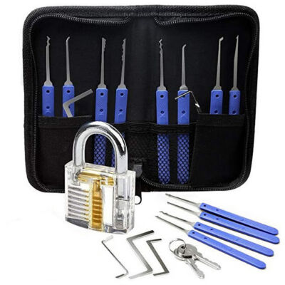 

17pcs Padlock Locksmith Training Starter1 Practice Kit Locks Unlocking Pick Tool Blue 12 pieces 5 pins 1 padlock