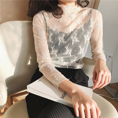 Summer Women Lace Floral Embroidery Blouses Shirt Ladies Tops Sexy Mesh Blouses Transparent Elegant See-through Black Shirt
Summer Women Lace Floral Embroidery Blouses Shirt Ladies Tops Sexy Mesh Blouses Transparent Elegant See-through Black Shirt