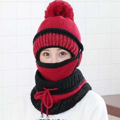 Fashion Women Winter Beanies Knitted Hat Thickened Woolen Cap with Soft Warm Mask&Neck Scarf 3 Pieces Set
Fashion Women Winter Beanies Knitted Hat Thickened Woolen Cap with Soft Warm Mask&Neck Scarf 3 Pieces Set