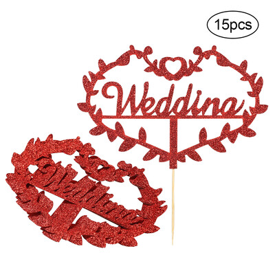 15pcs Glitter Paper Wedding Cake Topper Wedding Celebration Cupcake Dessert Decoration Supplies--Gold
15pcs Glitter Paper Wedding Cake Topper Wedding Celebration Cupcake Dessert Decoration Supplies--Gold