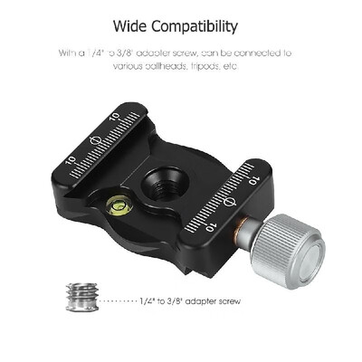 Aluminium Alloy Quick Release Clamp with 14 & 38 Inch Screw Mount Bubble Level for Ballhead Tripods Camera Accessories for Arca
Aluminium Alloy Quick Release Clamp with 14 & 38 Inch Screw Mount Bubble Level for Ballhead Tripods Camera Accessories for Arca