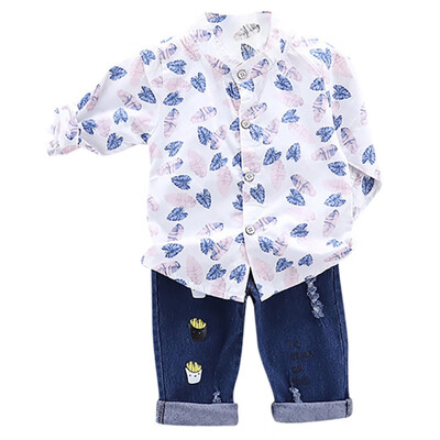 Autumn Children Baby Boys Casual Long Sleeve Leaves Pattern Shirt TopsDenim Trouser Set
Autumn Children Baby Boys Casual Long Sleeve Leaves Pattern Shirt TopsDenim Trouser Set