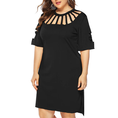 Cutout Short Sleeve Casual Plus Size Dress