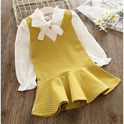 Girls Dress Autumn Kids Girls Casual Fake 2 Piece Long Sleeve Striped Print Bowknot Design Dress Baby Children Costume
Girls Dress Autumn Kids Girls Casual Fake 2 Piece Long Sleeve Striped Print Bowknot Design Dress Baby Children Costume