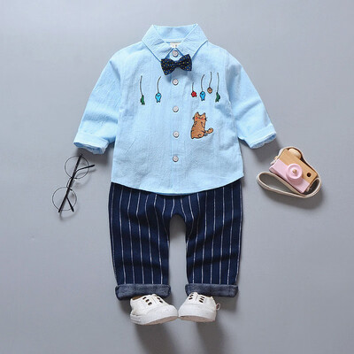2pcs Baby Clothes Boy Girl HandsomeLong Sleeve Lapel T-shirt Cat Pattern Concise Casual Striped Long Pants Kids Set
2pcs Baby Clothes Boy Girl HandsomeLong Sleeve Lapel T-shirt Cat Pattern Concise Casual Striped Long Pants Kids Set