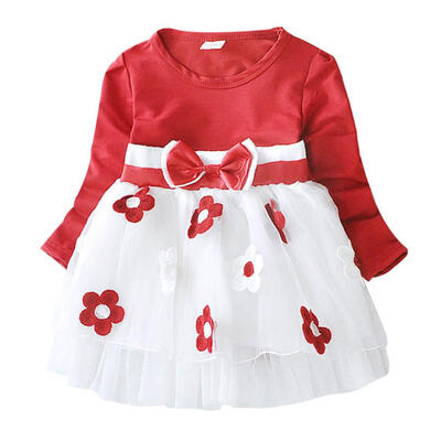 Baby Dress Baby Girl Dress Long Sleeve Baby Flower Bow Mesh Splicing Long Sleeve Dress 
Baby Dress Baby Girl Dress Long Sleeve Baby Flower Bow Mesh Splicing Long Sleeve Dress