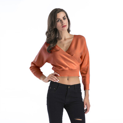 Tailored Womens Deep V-neck Bat Sleeve Short Solid Color Knit Sweatershirt Blouse Top
Tailored Womens Deep V-neck Bat Sleeve Short Solid Color Knit Sweatershirt Blouse Top