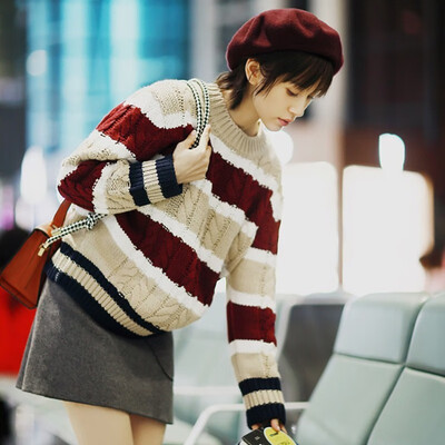 Women Korean Knit Sweater Female Loose Crewneck Long Sleeve Striped Autumn Harajuku Pullover Punk Pull Jumper
Women Korean Knit Sweater Female Loose Crewneck Long Sleeve Striped Autumn Harajuku Pullover Punk Pull Jumper