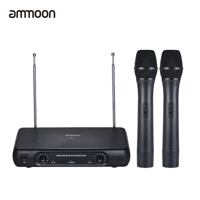 ammoon VHF Wireless Microphone System Dual Channel Handheld Microphone Professional Karaoke Singing Machine 635mm Output with Amp
ammoon VHF Wireless Microphone System Dual Channel Handheld Microphone Professional Karaoke Singing Machine 635mm Output with Amp