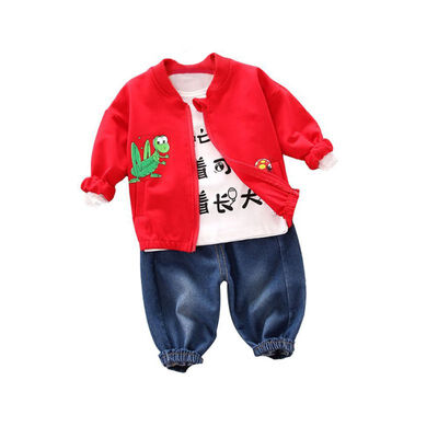 Spring Autumn Casual Baby Cartoon Printing Long Sleeve Top And Outerwear And Trousers Kids Three-piece Outfit Set
Spring Autumn Casual Baby Cartoon Printing Long Sleeve Top And Outerwear And Trousers Kids Three-piece Outfit Set