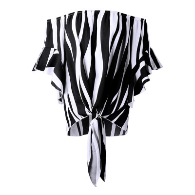 Women Sexy Zebra Striped Print Off-The-Shoulder One Shoulder Collar Mid Sleeved Chiffon Shirt Tops
Women Sexy Zebra Striped Print Off-The-Shoulder One Shoulder Collar Mid Sleeved Chiffon Shirt Tops