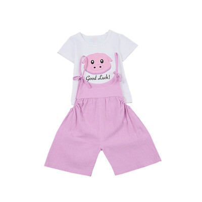 Summer Baby Girl Short Sleeve Cotton T-shirt Blouse Cartoon Print Strap Shorts Casual Outfits Set Cute Kids Clothes
Summer Baby Girl Short Sleeve Cotton T-shirt Blouse Cartoon Print Strap Shorts Casual Outfits Set Cute Kids Clothes