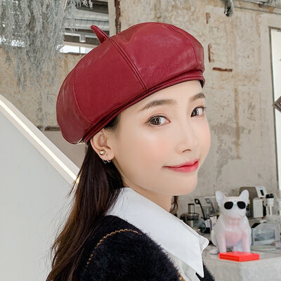Korean autumn&winter new bud hat female black beret PU Leather Vintage pumpkin painter hat wholesale
Korean autumn&winter new bud hat female black beret PU Leather Vintage pumpkin painter hat wholesale