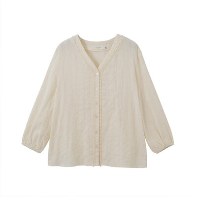 blouse Shirt Womens V-neck Lantern Sleeve Cotton Solid Color Tights Lace Single-breasted Slim Shirt Small Fresh blouse
blouse Shirt Womens V-neck Lantern Sleeve Cotton Solid Color Tights Lace Single-breasted Slim Shirt Small Fresh blouse