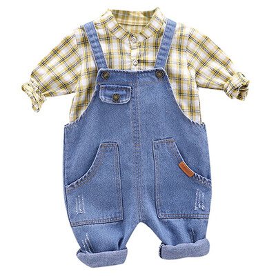 Baby Boy Clothes 2pcs Casual Kids Clothes Sets Autumn Long Sleeve Plaid Print Shirt BlouseStrap Denim overalls Trousers Spring
Baby Boy Clothes 2pcs Casual Kids Clothes Sets Autumn Long Sleeve Plaid Print Shirt BlouseStrap Denim overalls Trousers Spring