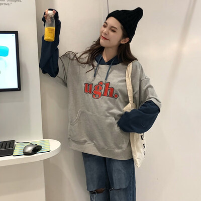 Women Fake Two kpop Hoodie Female Stitching Long Sleeve Pullover Hip Hop Moletom Preppy Fleece Friends Sweatshirt Streetwear
Women Fake Two kpop Hoodie Female Stitching Long Sleeve Pullover Hip Hop Moletom Preppy Fleece Friends Sweatshirt Streetwear