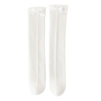 Baby Girl Ribbon Bow Lace Design Cotton Long Socks Children Soft Crib Leg Warmer