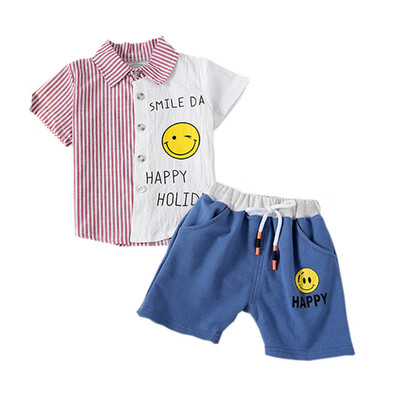Summer Baby Boys Clothes Short Sleeve Smile Print Tops Blouse ShirtsShorts Casual Outfits Striped Baby Clothing Sets
Summer Baby Boys Clothes Short Sleeve Smile Print Tops Blouse ShirtsShorts Casual Outfits Striped Baby Clothing Sets