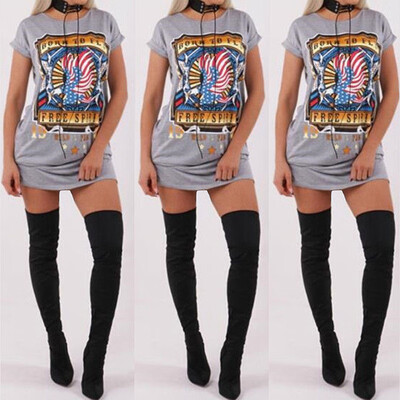 2017 NewSexy Vestido Women Summer Casual Printed Loose T-Shirt Dress Party Club Short Sleeve Dresses