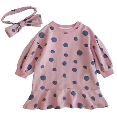 1-7T Autumn Girls Dot Print Round Neck Skirt Princess Cute Casual Long Sleeve Sweater DressHairband
1-7T Autumn Girls Dot Print Round Neck Skirt Princess Cute Casual Long Sleeve Sweater DressHairband