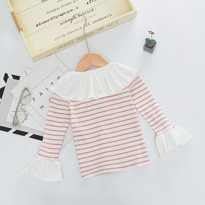 Children Cotton Cute Striped Print Lotus Leaf Collar Wear Bottoming Long Sleeved Cotton Casual t-Shirt
Children Cotton Cute Striped Print Lotus Leaf Collar Wear Bottoming Long Sleeved Cotton Casual t-Shirt
