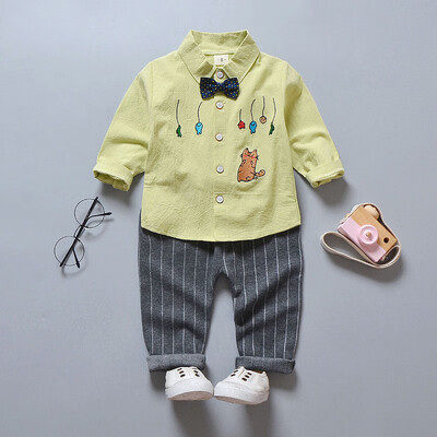 2pcs Baby Clothes Boy Girl HandsomeLong Sleeve Lapel T-shirt Cat Pattern Concise Casual Striped Long Pants Kids Set
2pcs Baby Clothes Boy Girl HandsomeLong Sleeve Lapel T-shirt Cat Pattern Concise Casual Striped Long Pants Kids Set