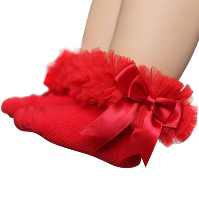 Baby Girls Ankle Socks Toddler Kids Bowknot Lace Cotton Socks