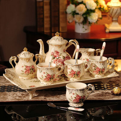 Rose Pattern Porcelain Tea Coffee Set Teapot Sugar Bowl Creamer Cups Tray 8 Pcs
Rose Pattern Porcelain Tea Coffee Set Teapot Sugar Bowl Creamer Cups Tray 8 Pcs