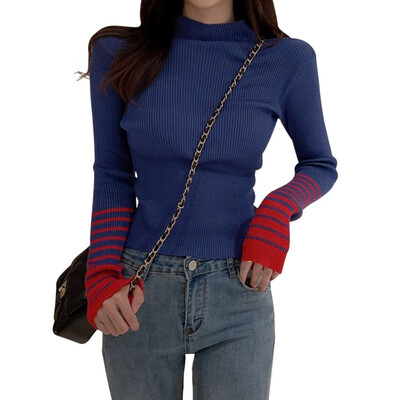 Women Winter Striped Print Slim Sweater Fashion Half High Collar Simple Long Sleeve Slim Bottom Knit Sweaters
Women Winter Striped Print Slim Sweater Fashion Half High Collar Simple Long Sleeve Slim Bottom Knit Sweaters