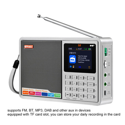 GTMEDIA D2 Portable DAB Radio Digital FM Radio Bluetooth Speaker AUX IN TF Card Slot MP3 Player Recording Function Earphone Socket
GTMEDIA D2 Portable DAB Radio Digital FM Radio Bluetooth Speaker AUX IN TF Card Slot MP3 Player Recording Function Earphone Socket