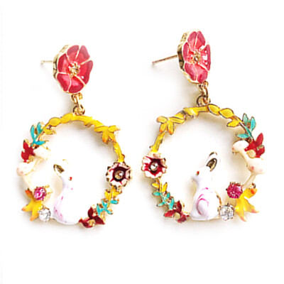 Fashion 1Pair New Arrival Cute Colorful Rabbit Flowers Earrings For Women Vintage Stud Earrings Animal GirlS Gift
Fashion 1Pair New Arrival Cute Colorful Rabbit Flowers Earrings For Women Vintage Stud Earrings Animal GirlS Gift
