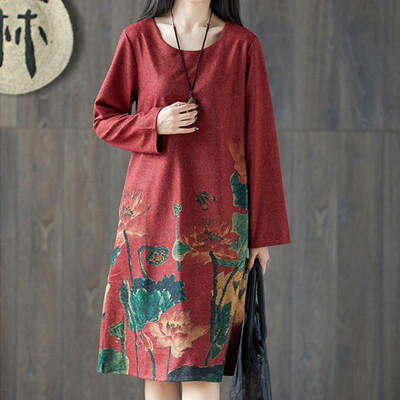 Tailored Women Fashion Plus Size Folk-Custom Loose Floral Printed Cotton And Linen Dress
Tailored Women Fashion Plus Size Folk-Custom Loose Floral Printed Cotton And Linen Dress