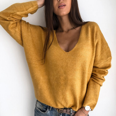 2019 new autumn winter Women v-neck solid Sweater Pullover Female Knitted sweaters Jumper casual Knitwear Pull Femme jersey
2019 new autumn winter Women v-neck solid Sweater Pullover Female Knitted sweaters Jumper casual Knitwear Pull Femme jersey