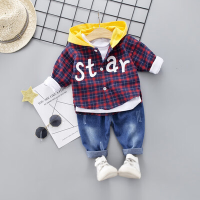 2PcsSet Autumn Children Baby Boys Casual Long Sleeve Plaid Hoodie Sweatshirt TopsDenim Pants Costume Set
2PcsSet Autumn Children Baby Boys Casual Long Sleeve Plaid Hoodie Sweatshirt TopsDenim Pants Costume Set