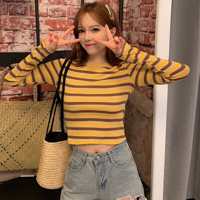 Women Autumn Winter Stripes Slim Long Sleeved Round Collar Knit Sweater Cool Girl Streetwear Korean Style Pullovers
Women Autumn Winter Stripes Slim Long Sleeved Round Collar Knit Sweater Cool Girl Streetwear Korean Style Pullovers