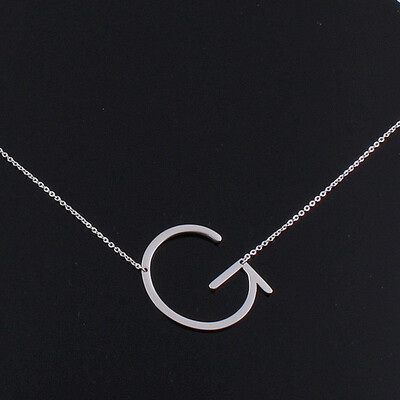 Alphabet Necklace Silver Plated Initial Letter Alphabet A - Z Choker Pendant