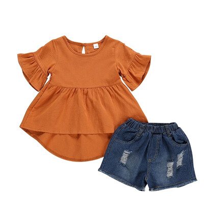 Summer Baby Girls Clothes Kids Clothes Baby Girls Casual Flare Sleeve Tops T-shirtDenim Shorts Suits Costume Set for Kids
Summer Baby Girls Clothes Kids Clothes Baby Girls Casual Flare Sleeve Tops T-shirtDenim Shorts Suits Costume Set for Kids