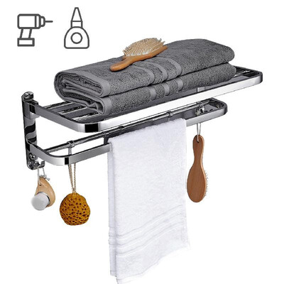Towel Rack for Bathroom Double Towel Bar with Shelf Folding Shower Towel Holder Wall Mounted Stainless Steel Hotel Style
Towel Rack for Bathroom Double Towel Bar with Shelf Folding Shower Towel Holder Wall Mounted Stainless Steel Hotel Style