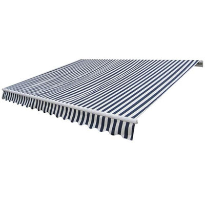 Folding Awning 13 Navy Blue & White