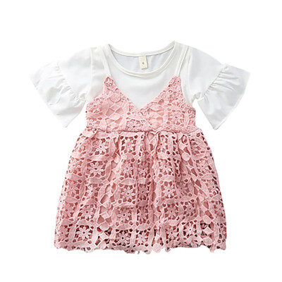 O-Neck 6M-3T Summer Casual Baby Girls Fake 2 Piece Design Lace Floral Pattern Flare Sleeve Dress Kids Toddler Pageant Sundress
O-Neck 6M-3T Summer Casual Baby Girls Fake 2 Piece Design Lace Floral Pattern Flare Sleeve Dress Kids Toddler Pageant Sundress