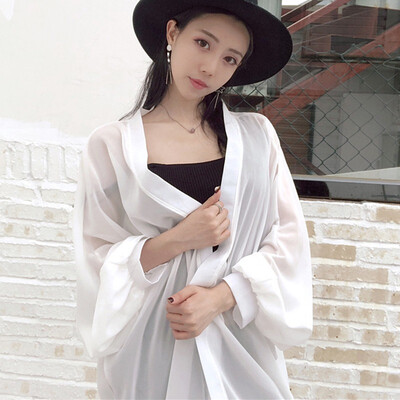 Chiffon Drawstring Bandage Cover Up Blouse Thin Sunscreen black Loose Casual long Sleeve Open Stitch Shirt Tops Lady
Chiffon Drawstring Bandage Cover Up Blouse Thin Sunscreen black Loose Casual long Sleeve Open Stitch Shirt Tops Lady