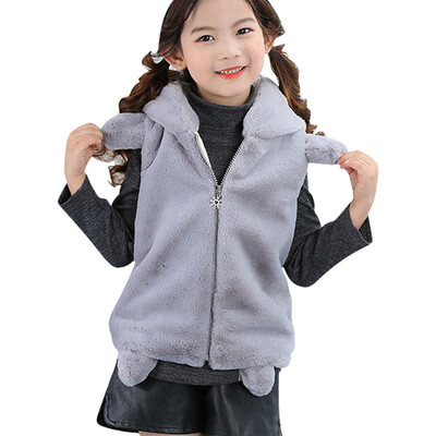 Winter Baby Girl Waistcoat Cute Thick Bear Ears Hoodies Vest Waistcoats Outwears