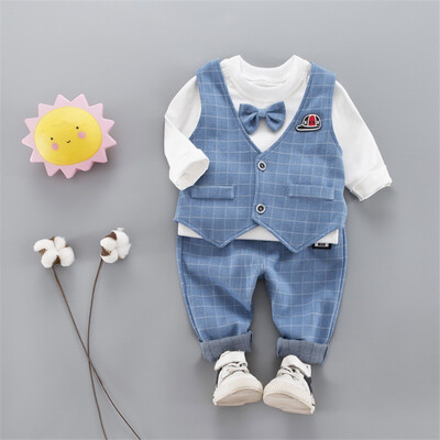 2019 New Autumn Baby Boy Long Sleeve Gentleman Soft Cotton T-Shirt TopsPlaid VestLong Pants Trousers Toddler Outfits
2019 New Autumn Baby Boy Long Sleeve Gentleman Soft Cotton T-Shirt TopsPlaid VestLong Pants Trousers Toddler Outfits
