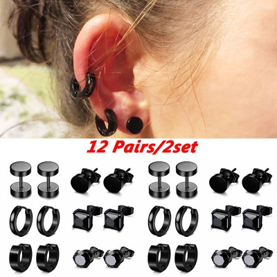 612 Pair of Unisex Black Stainless Steel Perforated Female Earrings Suitable for Men of Different Shapes
612 Pair of Unisex Black Stainless Steel Perforated Female Earrings Suitable for Men of Different Shapes
