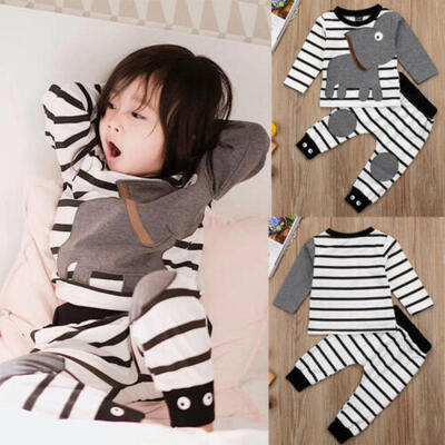 US Seller Christmas Kids Baby Girl Boy T-shirt Tops Long Pants Leggings Outfits