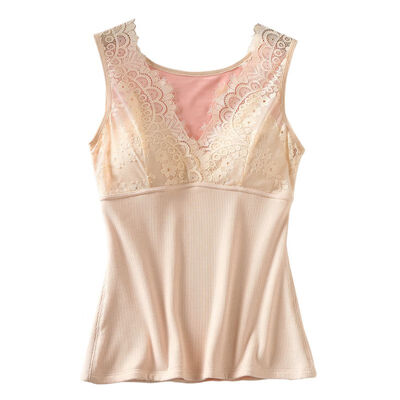 Fashion Ladies Solid Color Lace Stitching V-Neck Plus Velvet Warm Vest Women Tops Autumn Winter Chest Pad Vest Camis Female
Fashion Ladies Solid Color Lace Stitching V-Neck Plus Velvet Warm Vest Women Tops Autumn Winter Chest Pad Vest Camis Female