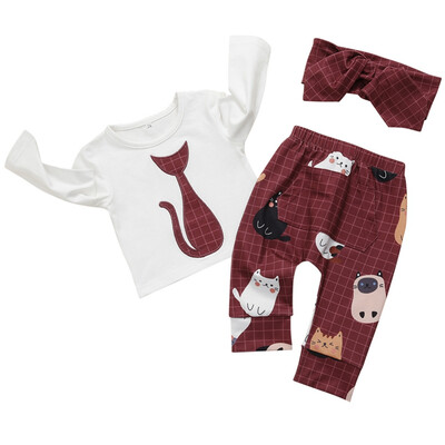 Autumn Baby Girl Long Sleeve Cartoon Print T-shirt Tops Plaid Trousers With Headband Outfits Clothes
Autumn Baby Girl Long Sleeve Cartoon Print T-shirt Tops Plaid Trousers With Headband Outfits Clothes