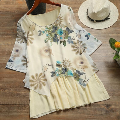 Fashion Women Dress Floral Print O Neck Half Sleeve Irregular Hem Layer Mini Dress Long Blouse BeigePurpleWhite
Fashion Women Dress Floral Print O Neck Half Sleeve Irregular Hem Layer Mini Dress Long Blouse BeigePurpleWhite