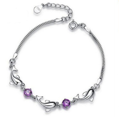 Silvering Bracelet Dolphin Shaped Crystal Ladies Jewelry For Girlfriend Gifts