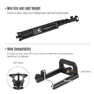 YUNTENG VCT-1388 Portable Selfie Stick Tripod Aluminum Alloy Max Load 05kg with Phone Hoder Remote Control for iPhone 7 7plus Xi
YUNTENG VCT-1388 Portable Selfie Stick Tripod Aluminum Alloy Max Load 05kg with Phone Hoder Remote Control for iPhone 7 7plus Xi